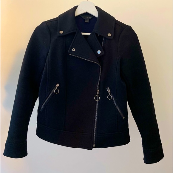 Ann Taylor Jackets & Blazers - Black Twill Moto Jacket (Petite)